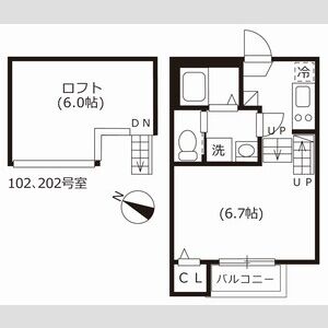 ハーモニーテラス西野町 102【初期安CP】 間取図