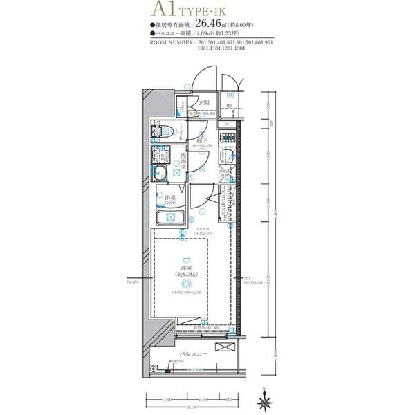 ディアレイシャス名古屋太閤通IV 201の間取り図