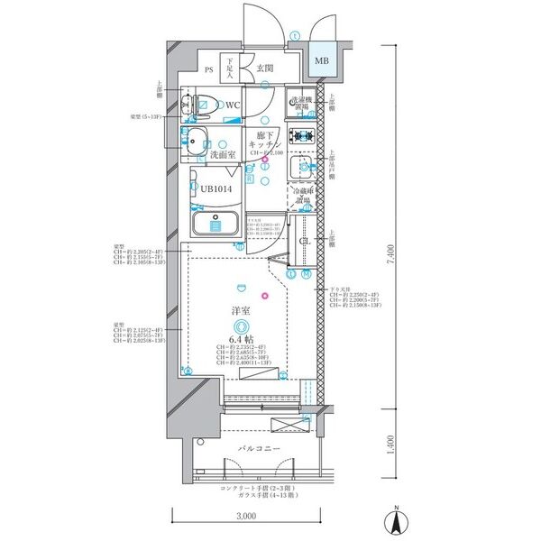 ディアレイシャス名古屋浄心II 501の間取り図