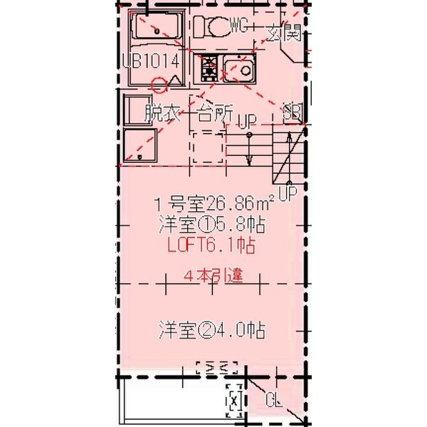 ハーモニーテラス生駒町III 101【8万パック】の間取り図